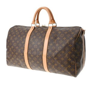 Louis Vuitton Bag Brown Canvas Bandouliere Boston Monogram Keepall